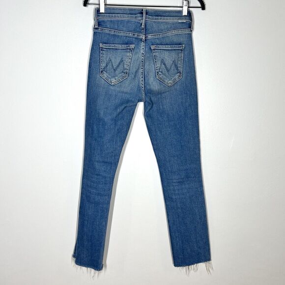 Mother Sz 25 The Mid Rise Dazzler Ankle Fray Jeans Riding The Cliffside Blue - Picture 3 of 10